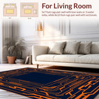 Orange Circuit Board Geometric Design Rug