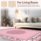 Ornate Pink Floral Mandala Design Rug