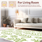 Green Leaves Sketch Pattern Rug