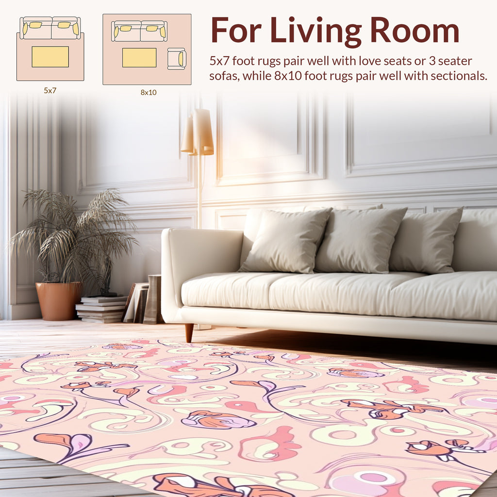 Abstract Floral Swirl Pattern Rug