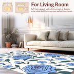 Blooming Blue Floral Outline Pattern Rug