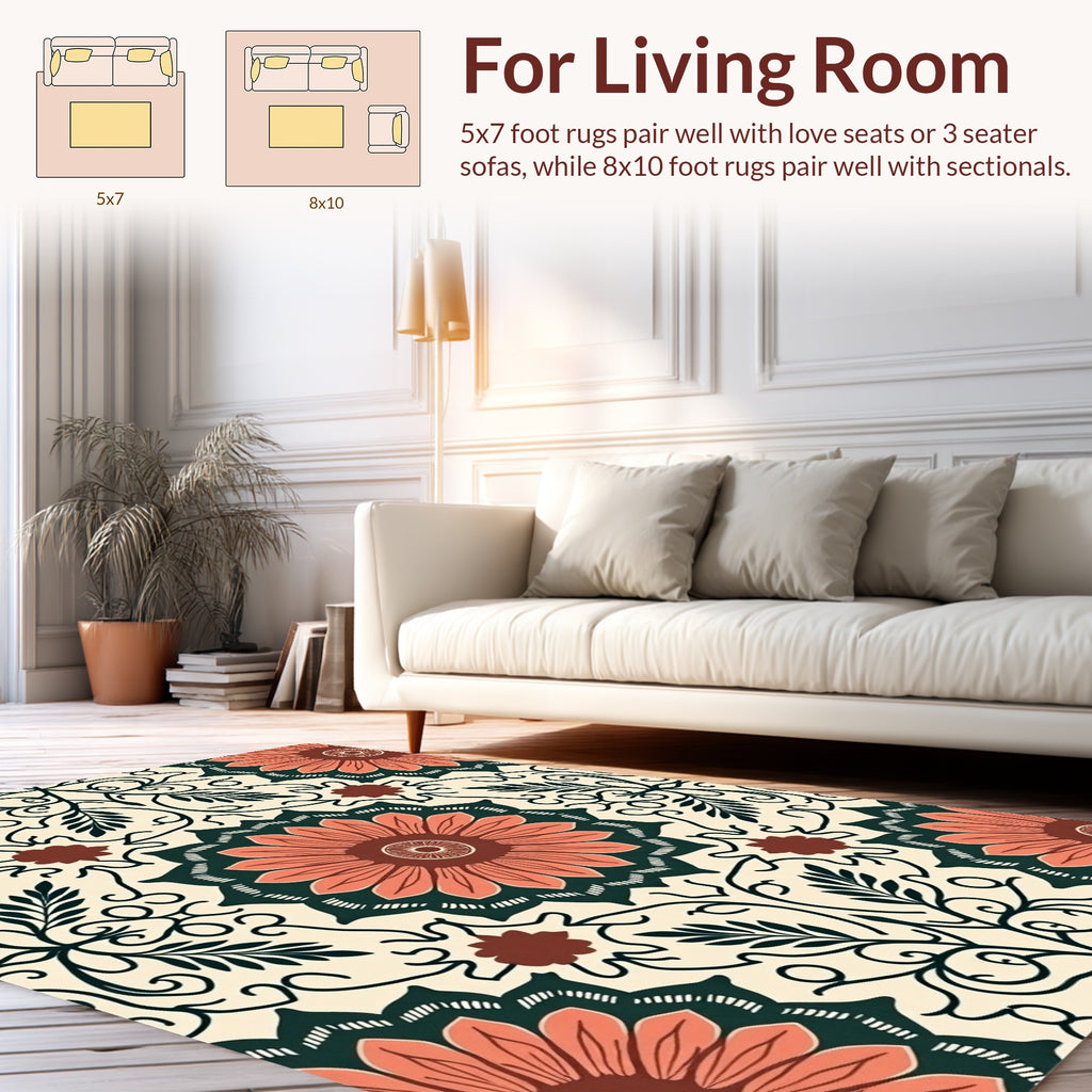 Floral Mandala Inspired Pattern Design Rug