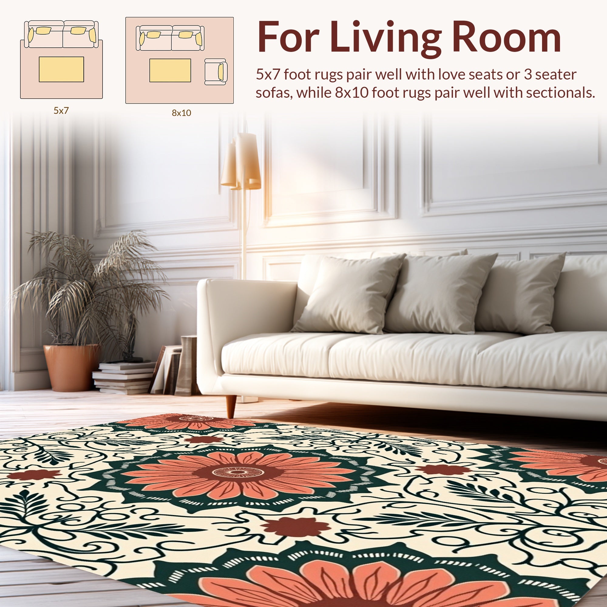 Floral Mandala Inspired Pattern Design Rug