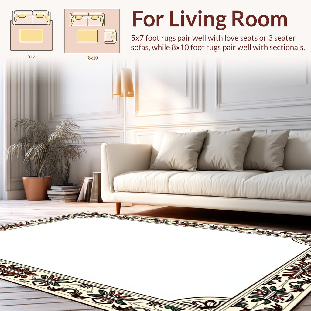 Ornate Floral Border Design Rug