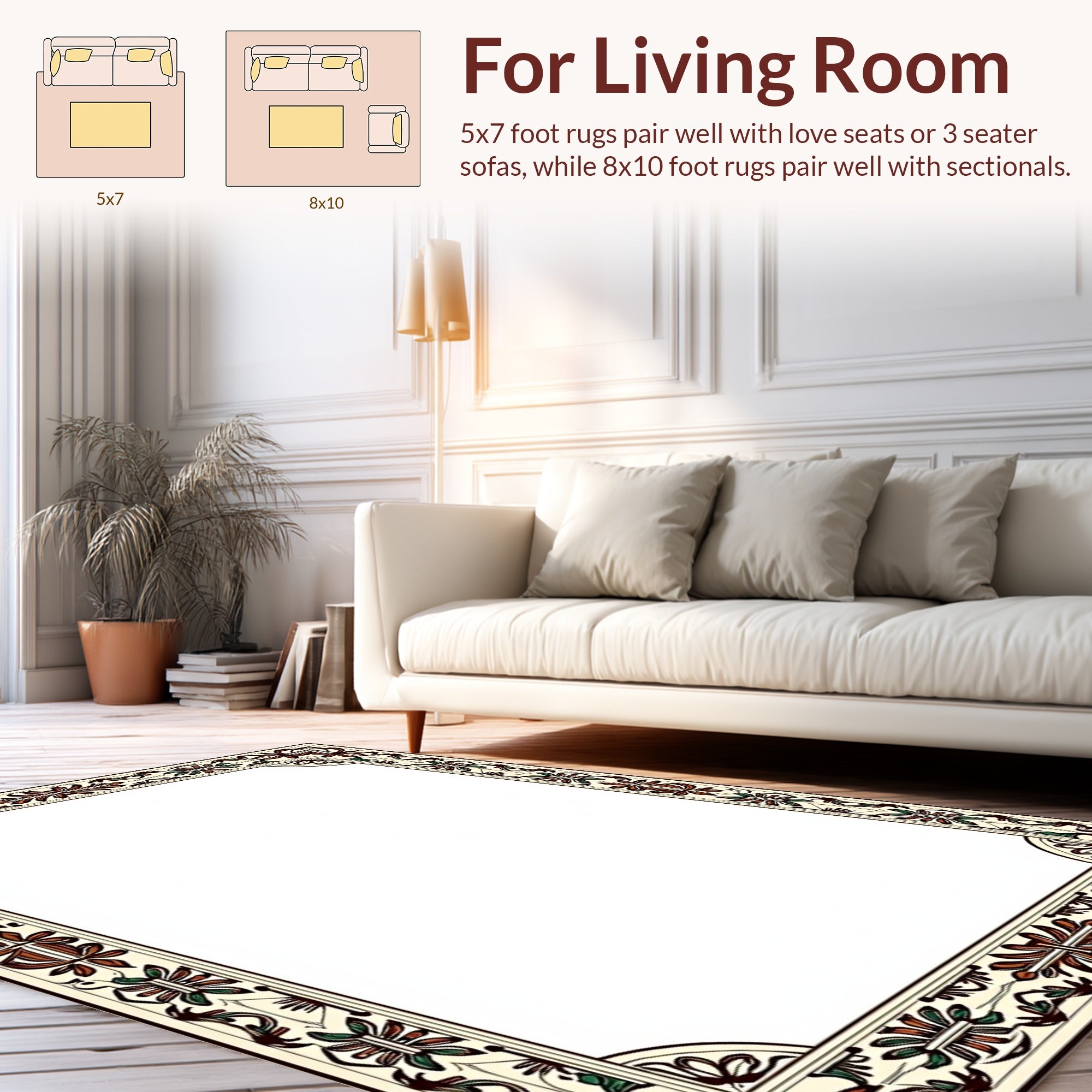 Ornate Floral Border Design Rug