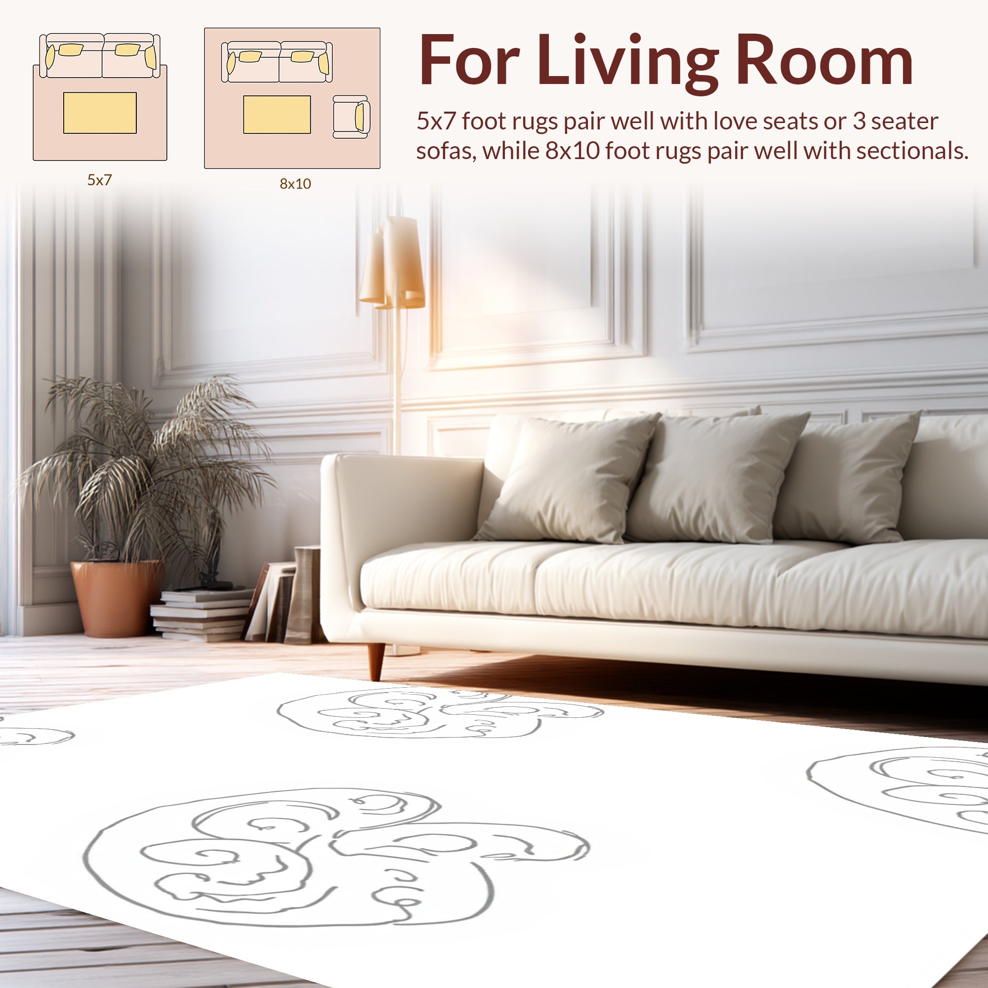 Minimalist Swirls Abstract Line Pattern Rug