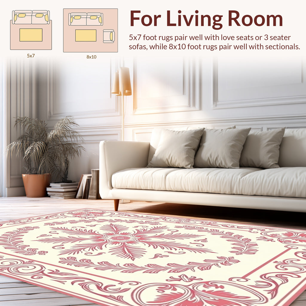 Vintage Floral Scrollwork Delicate Rug