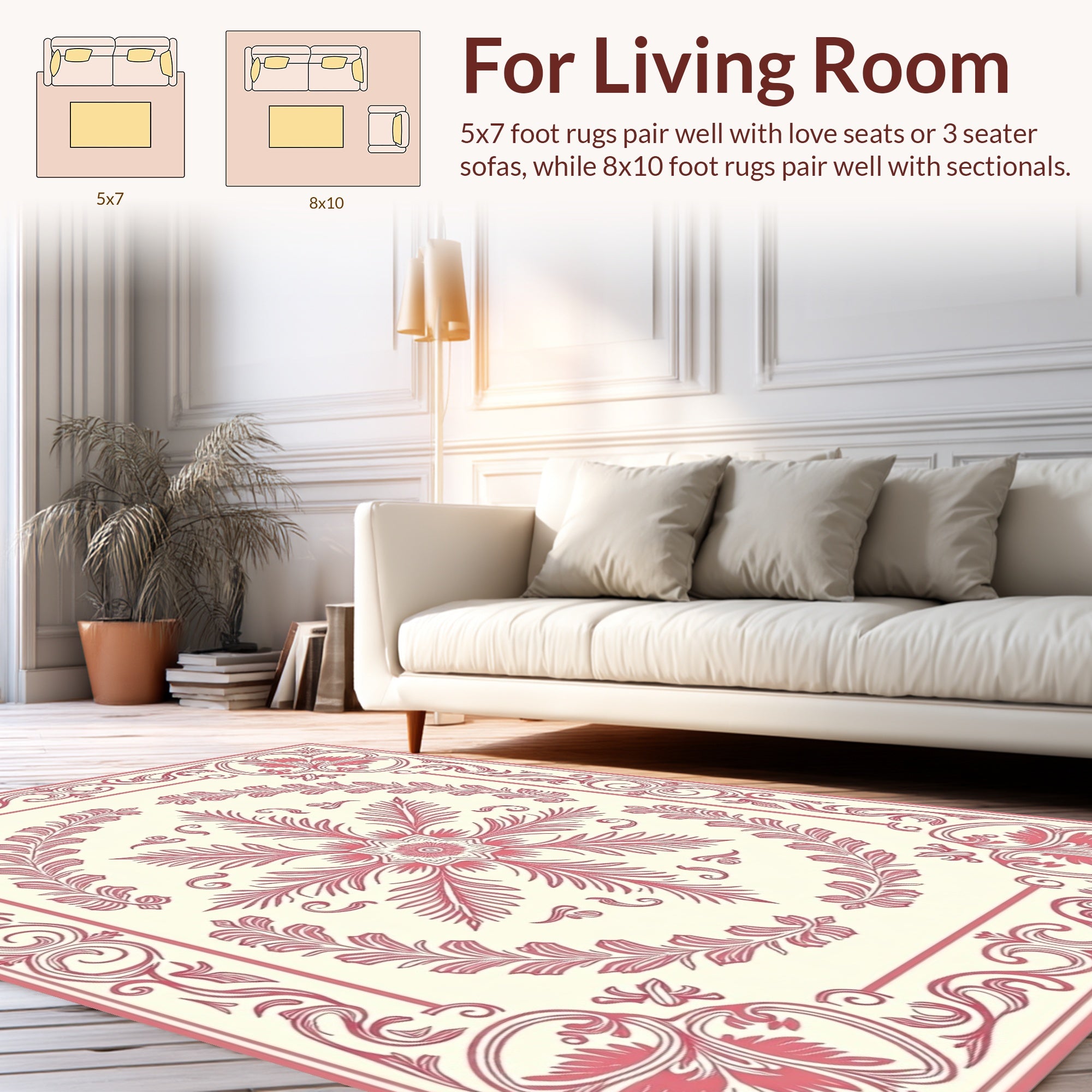 Vintage Floral Scrollwork Delicate Rug