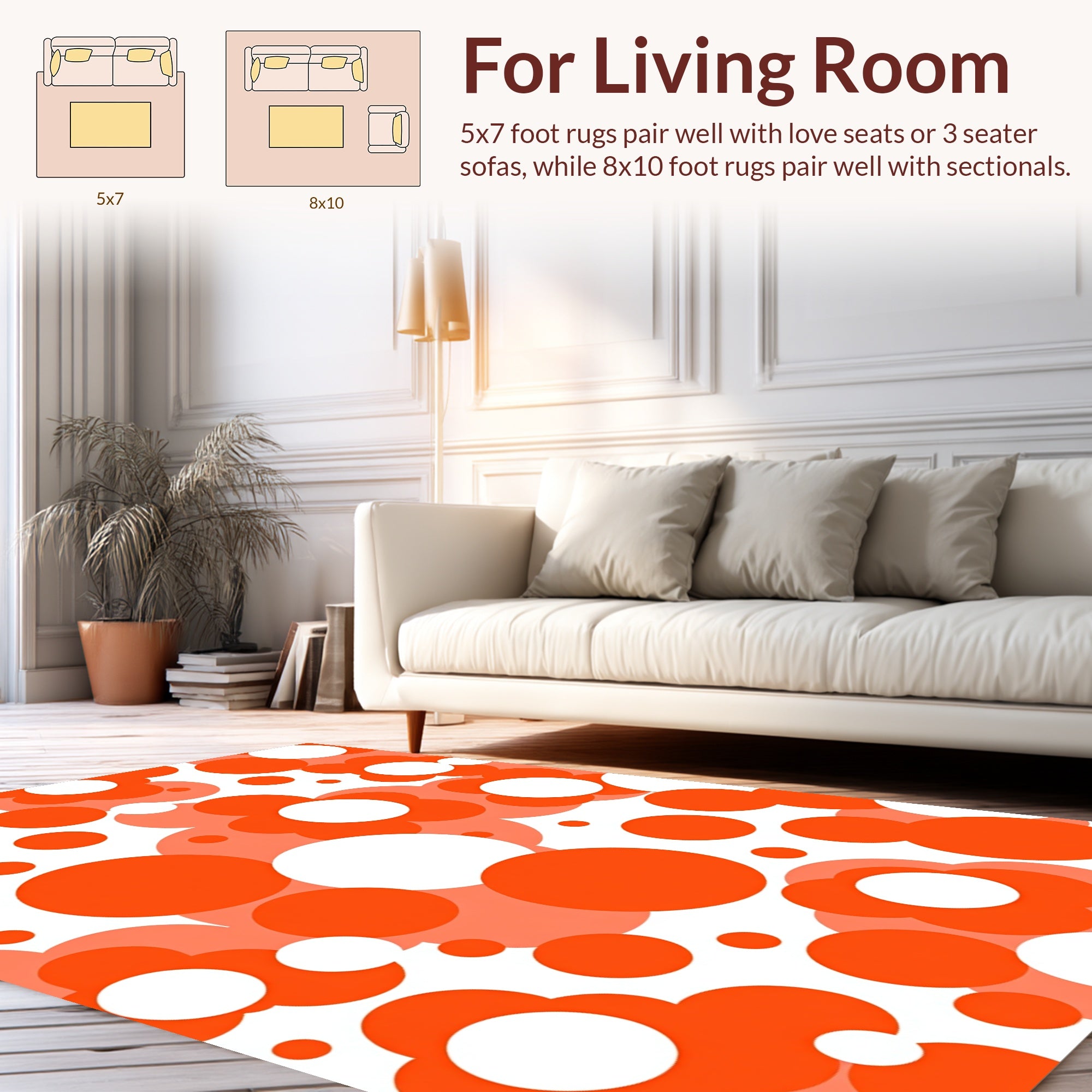 Retro Orange Flower Bubble Design Rug