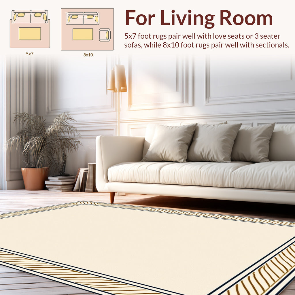 Striped Border Subtle Pattern Rug