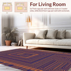 Bold Orange Navy Geometric Maze Rug