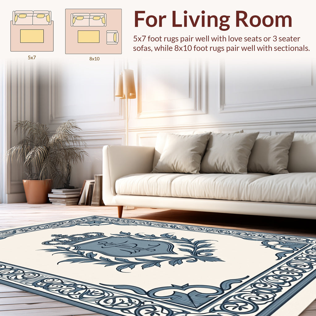Regal Crest and Scrollwork Border Rug