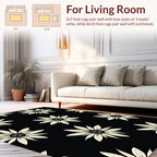 Floral Black Cream Contrast Design Rug