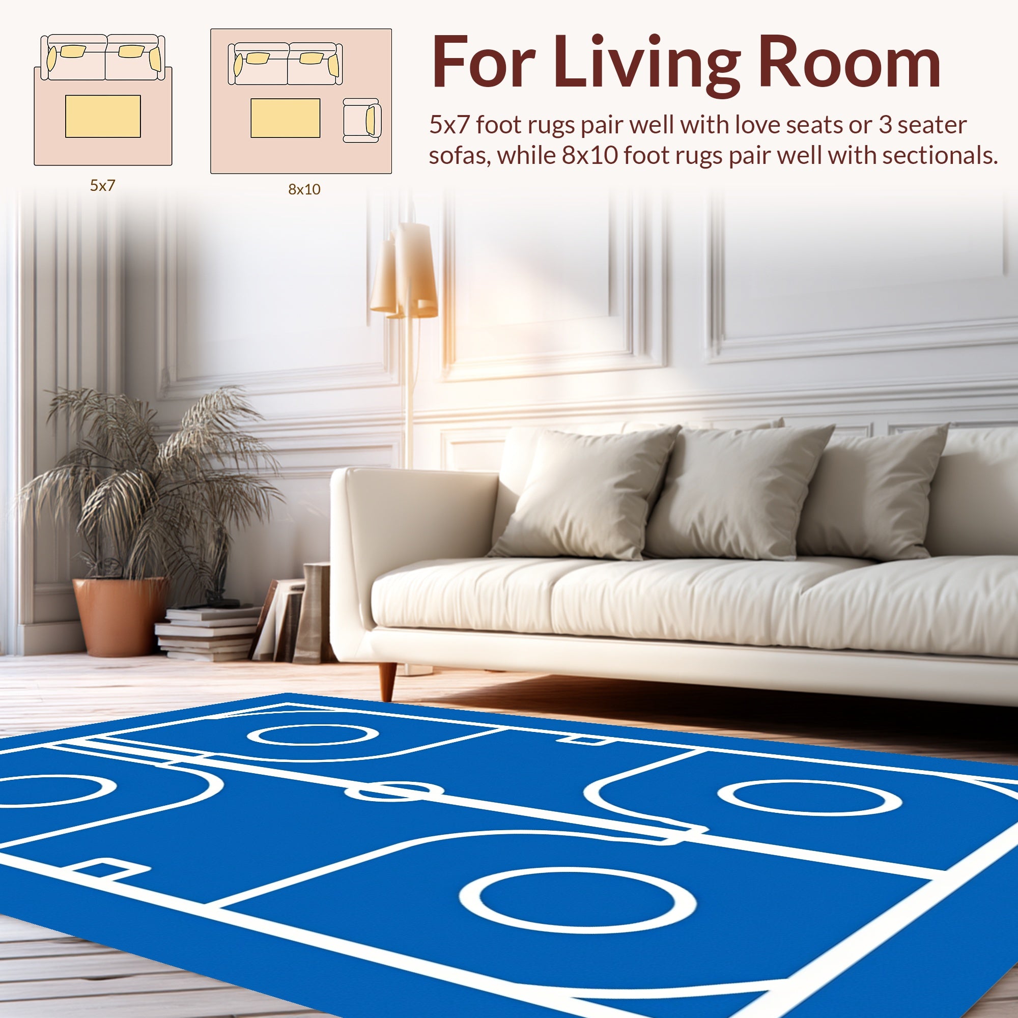 Abstract Geometric Blue White Art Design Rug