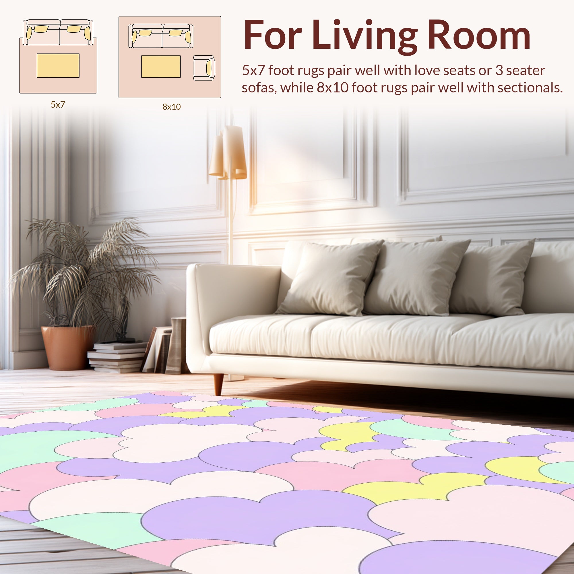 Pastel Cloud Pattern Abstract Design Rug