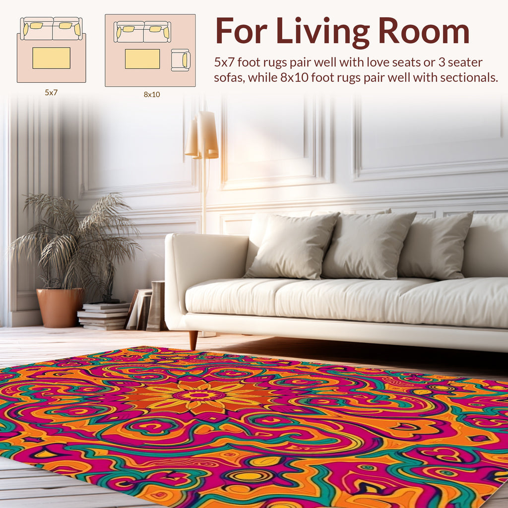 Vibrant Boho Kaleidoscope Pattern Rug
