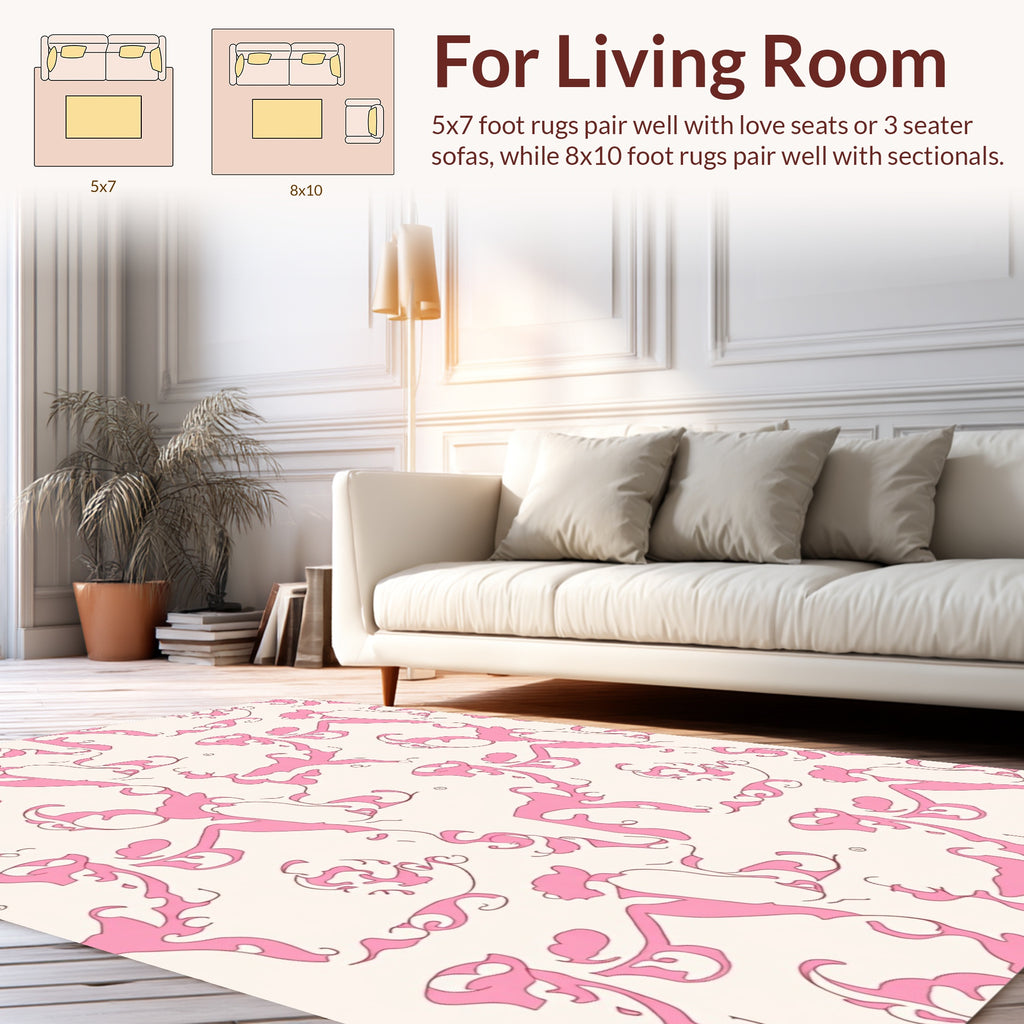 Pink Whimsical Swirl Pattern Rug