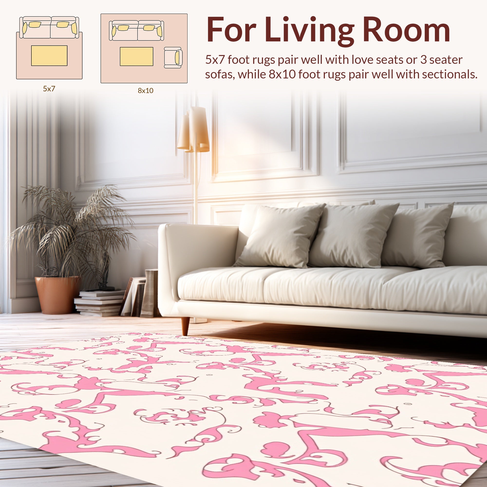 Pink Whimsical Swirl Pattern Rug