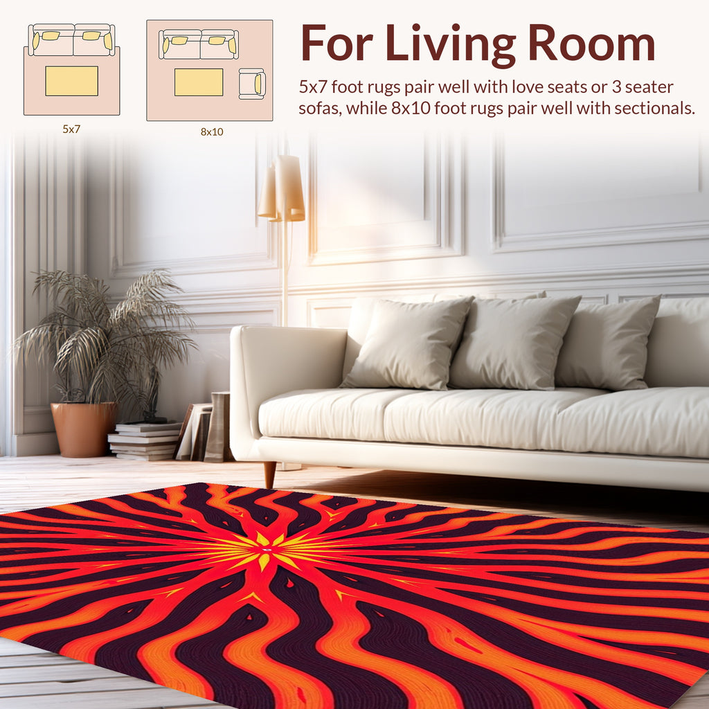 Energetic Sunburst Geometric Pattern Rug