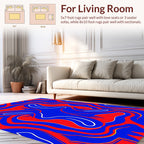 Vibrant Blue Red Abstract Flow Pattern Rug