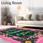Merry Christmas Believe Holly Bells Rug
