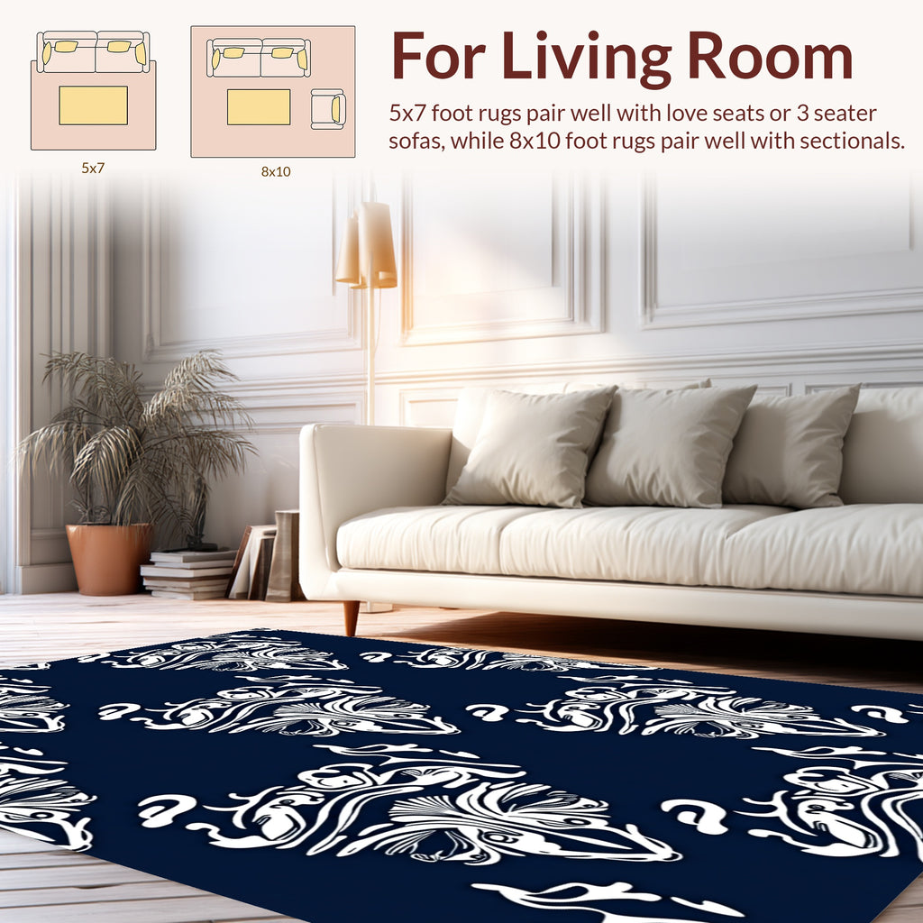 White Abstract Art Deco Pattern Rug