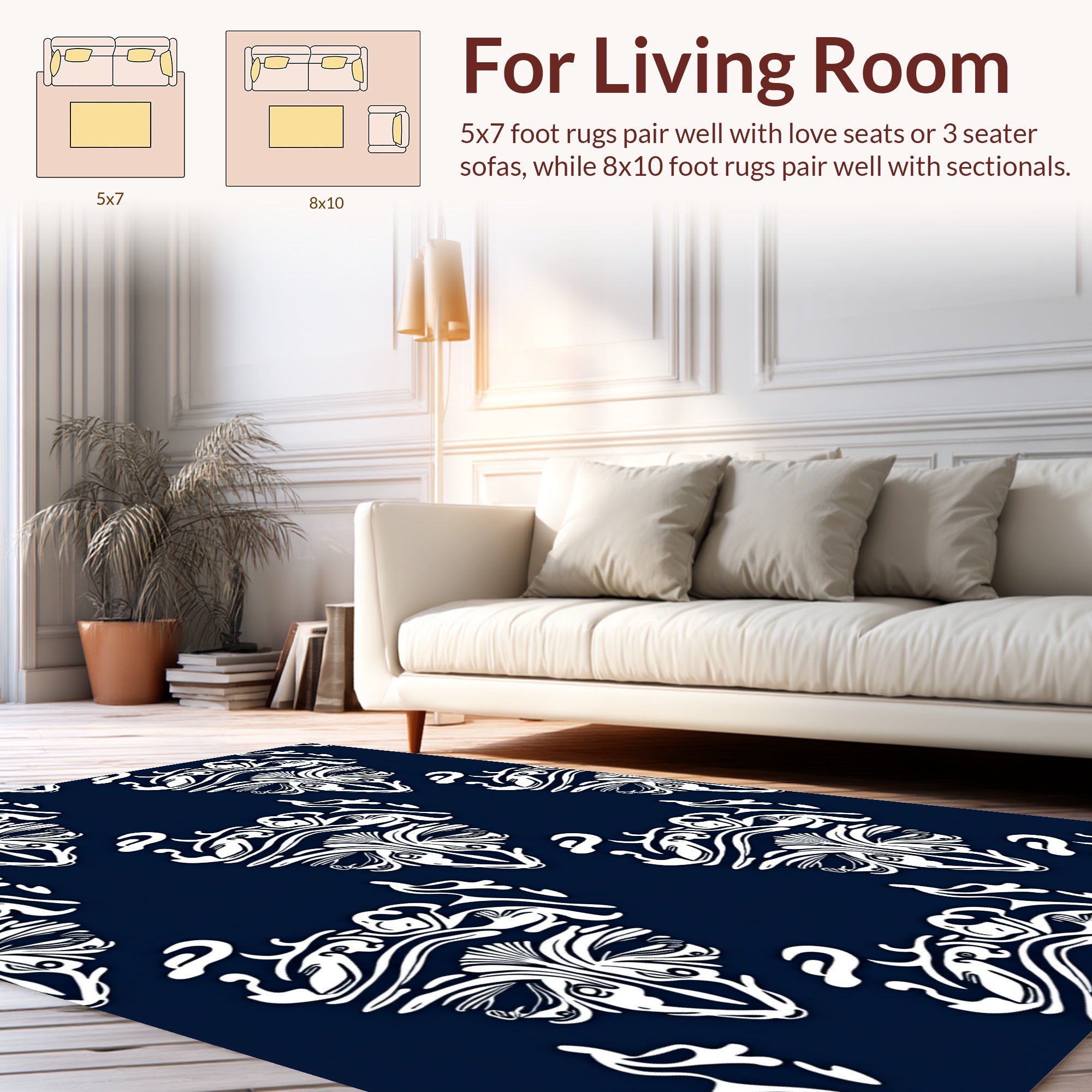 White Abstract Art Deco Pattern Rug