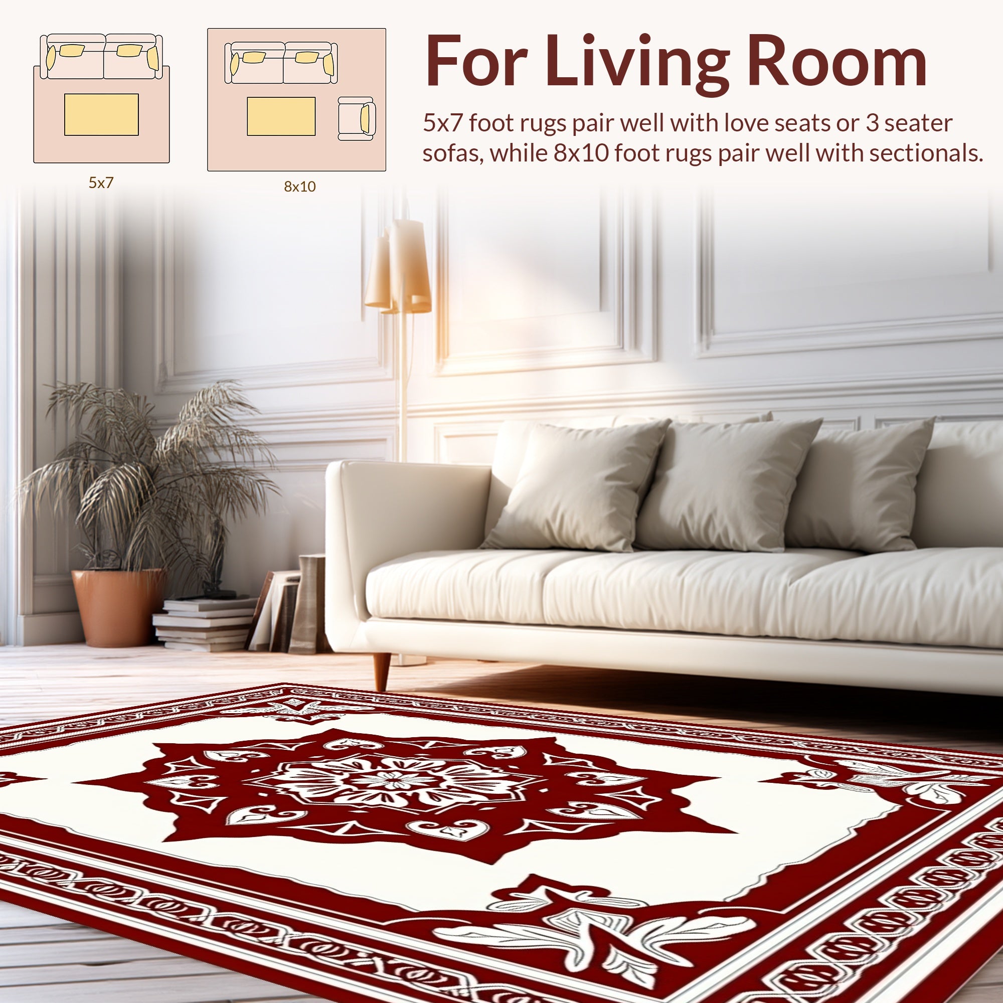 Detailed Floral Medallion Border Pattern Rug