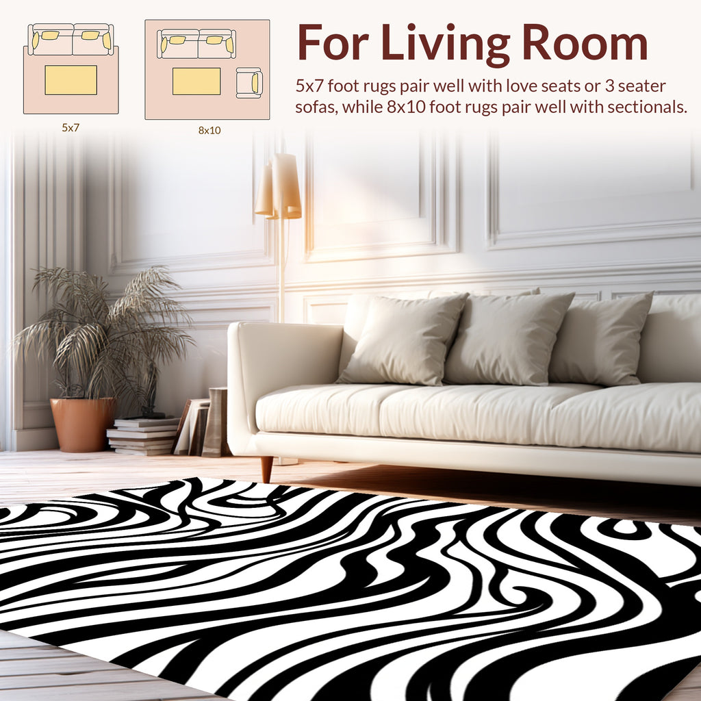 Black White Swirl Pattern Design Rug