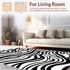 Black White Swirl Pattern Design Rug