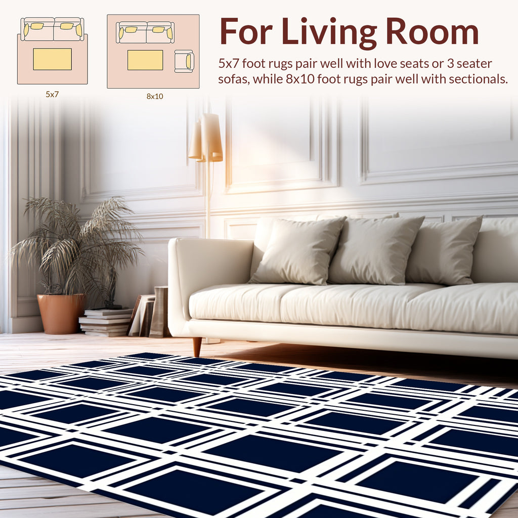 Bold Abstract Grid Pattern Rug