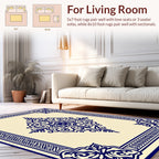 Intricate Dark Blue Floral Medallion Design Rug