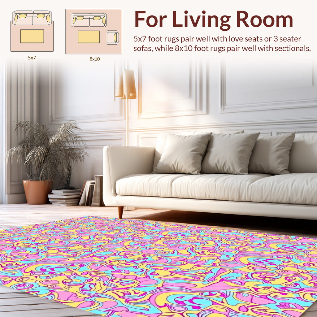Colorful Abstract Swirls Pattern Rug