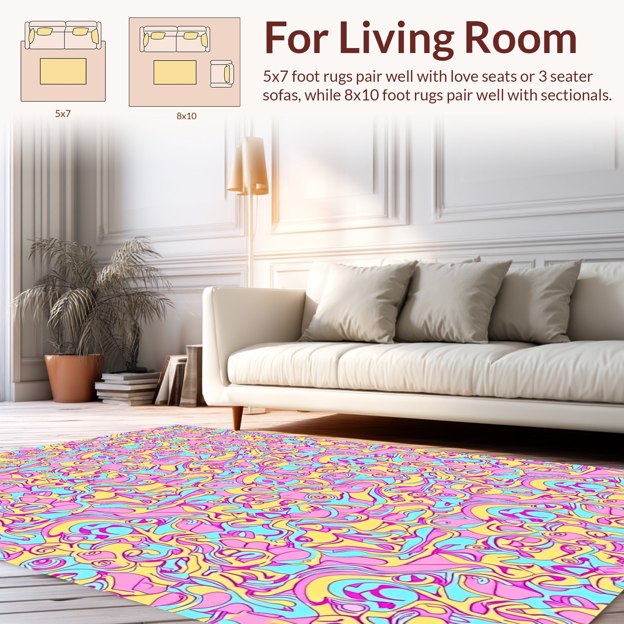 Colorful Abstract Swirls Pattern Rug