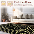 Art Deco Geometric Black Gold Pattern Rug