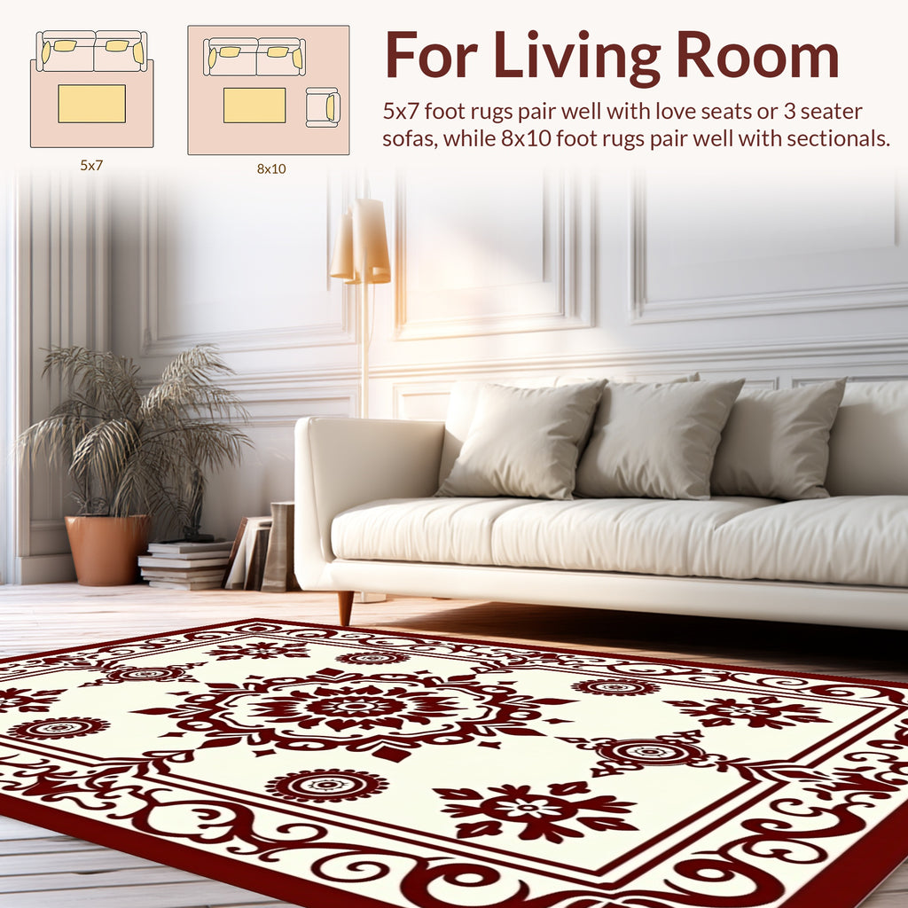 Ornate Floral Mandala Pattern Rug