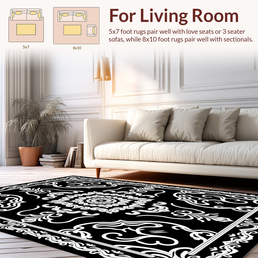 Classic Damask Inspired Ornamental Pattern Rug