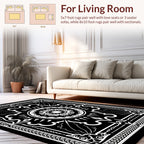 Ornate Black White Paisley Mandala Design Rug