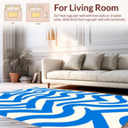 Bold Blue Abstract Wave Pattern Rug