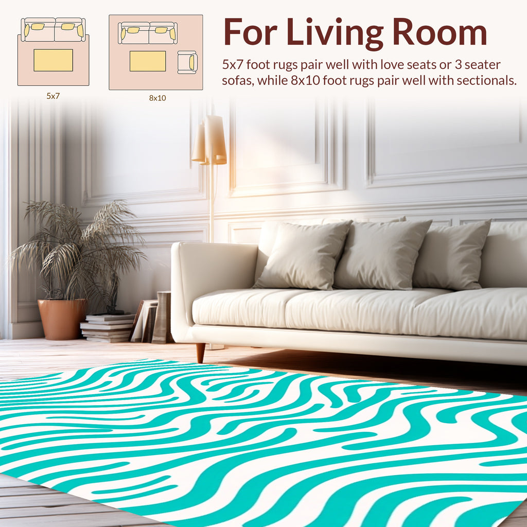 Aqua Wave Pattern Rug