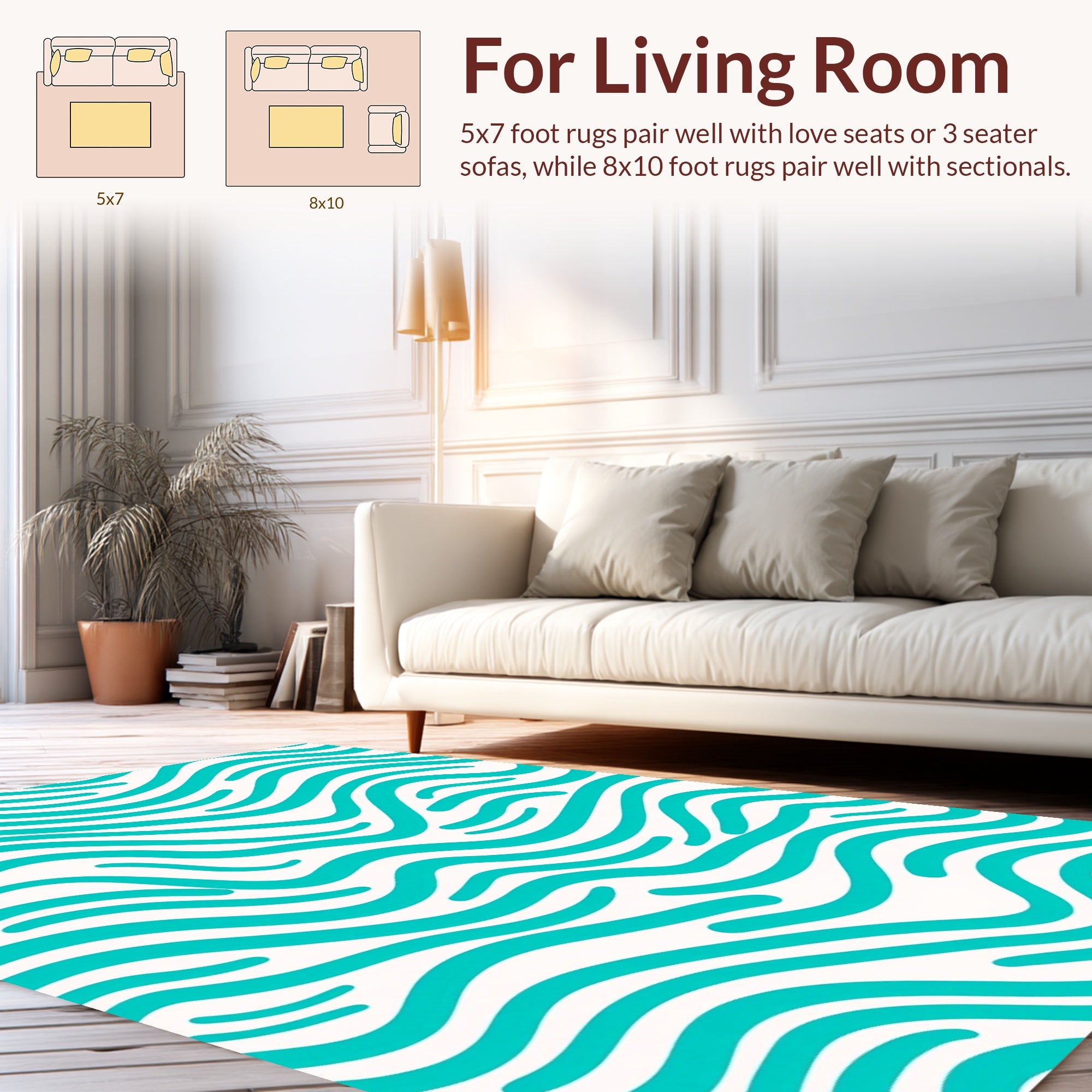 Aqua Wave Pattern Rug
