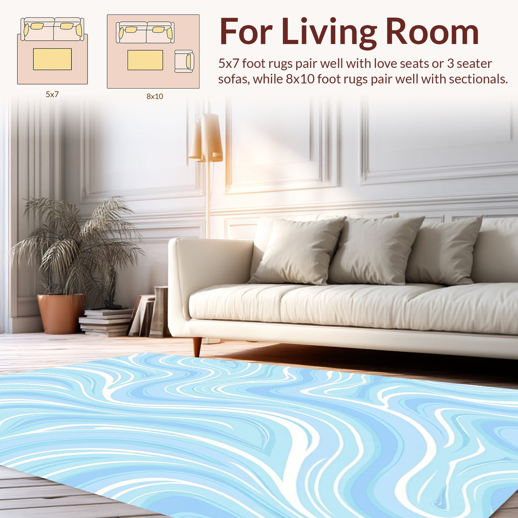 Blue Swirl Wave Pattern Rug