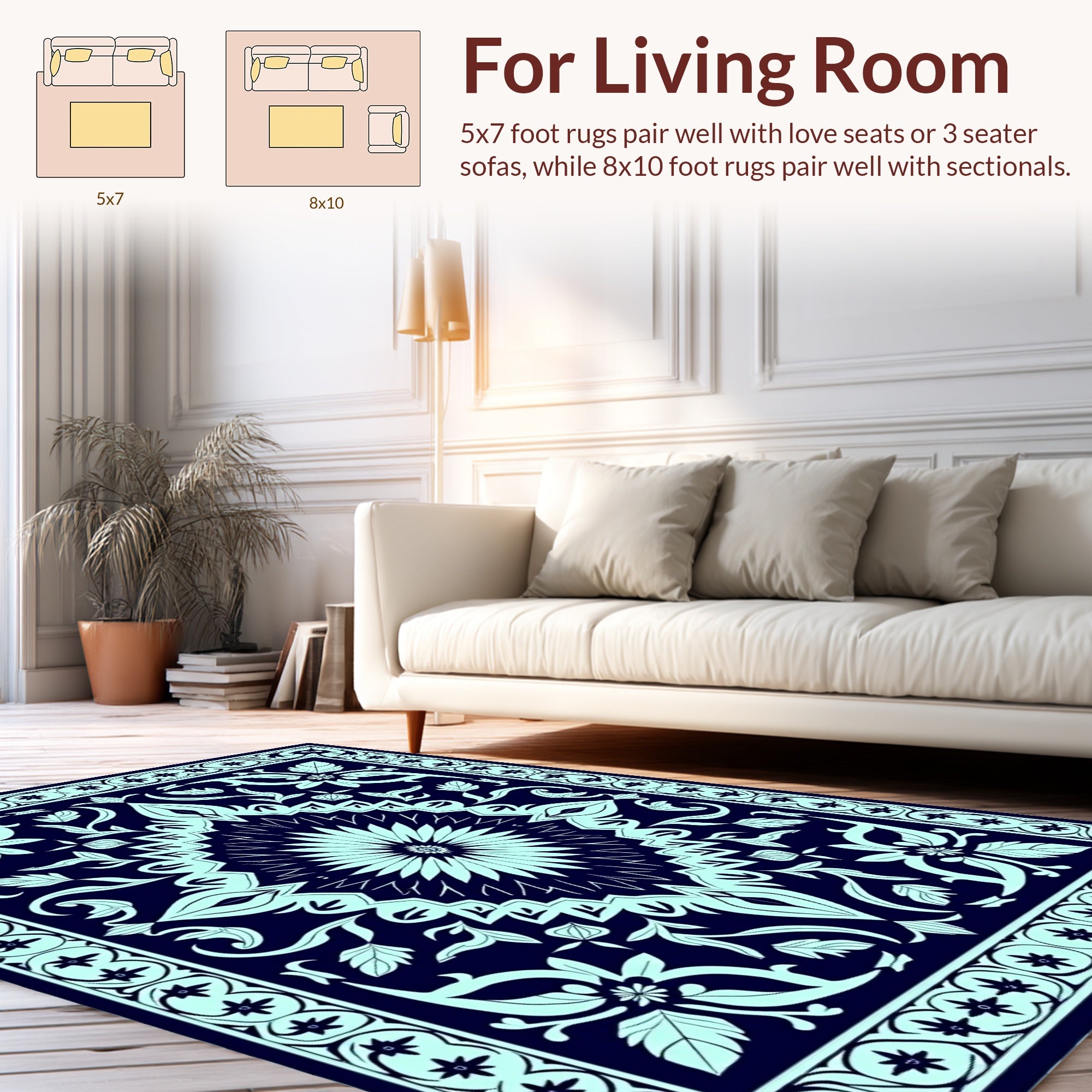 Intricate Floral Mandala Pattern Rug