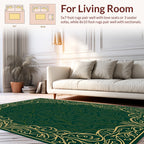 Elegant Leaf Patterned Frame Rug