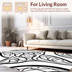 Black White Swirling Organic Pattern Rug