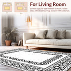 Intricate Black White Floral Patterned Rug