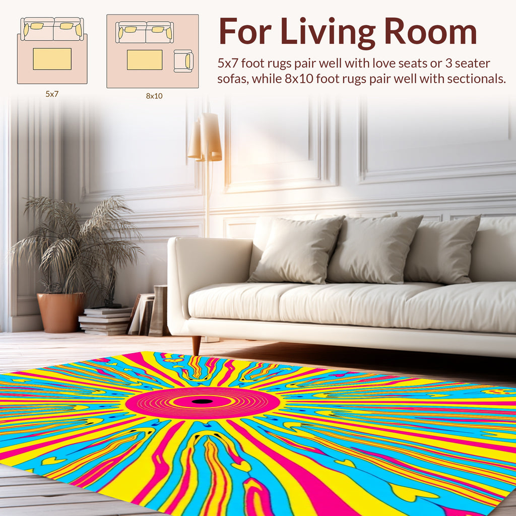 Vibrant Sunburst Abstract Pattern Rug