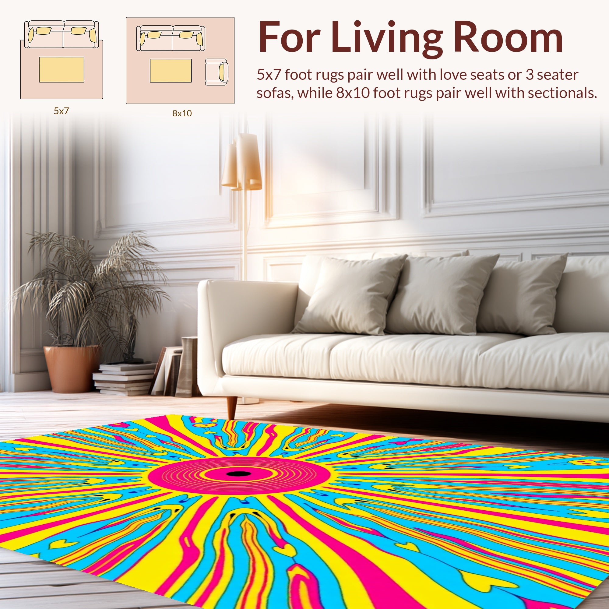 Vibrant Sunburst Abstract Pattern Rug