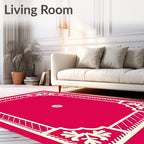 Vibrant Crimson White Floral Border Rug