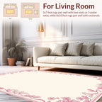 Pink Floral Scroll Border Design Rug